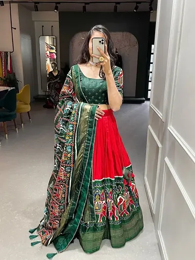 Trending Fancy Patola Print Traditional Wedding Design Semi Stitched Lehenga Choli For Women