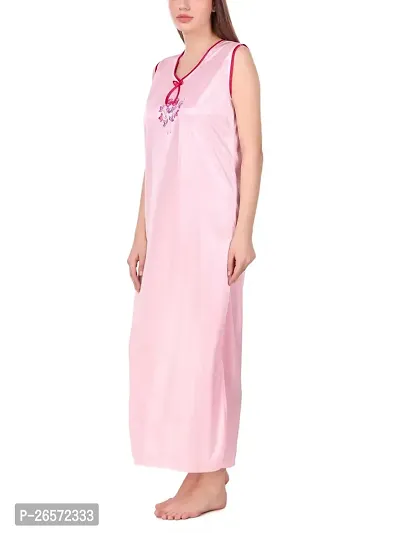 Bhakti SELECTION Red  Pink Satin Nighty with Night Robe for Womens Ladies, Set of 2-thumb4