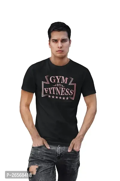 Bhakti SELECTION Gym by Fitness, (BG Pink),Round Neck Black Gym Tshirt for Men