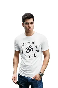 Bhakti SELECTION Om - White - Comfortable Yoga T-Shirts for Yoga Printed Men's T-Shirts White-thumb3