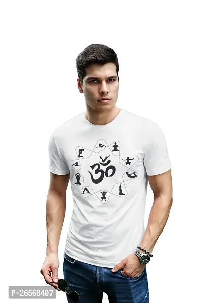 Bhakti SELECTION Om - White - Comfortable Yoga T-Shirts for Yoga Printed Men's T-Shirts White-thumb4
