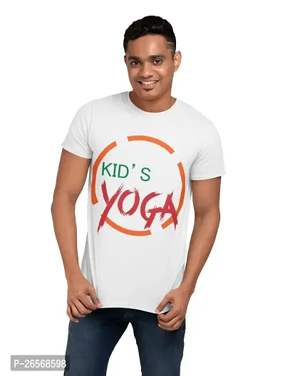 Bhakti SELECTION Kid's Yoga - White - Comfortable Yoga T-Shirts for Yoga Printed Men's T-Shirts White