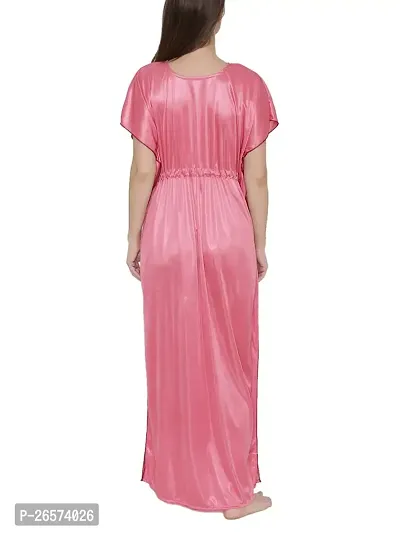 Bhakti SELECTION Pink Satin Womens Night Gown, Comfortable Nightwear for Womens-thumb2