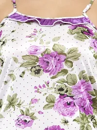 Bhakti SELECTION Purple Satin Smooth Floral Print Lounge Wear For Womens Ladies-thumb4