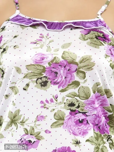 Bhakti SELECTION Purple Satin Smooth Floral Print Lounge Wear For Womens Ladies-thumb5