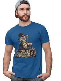 Bhakti SELECTION Skull with Cigar, Burning Money (Blue T) - Foremost Gifting Material for Your Friends and Close Ones-thumb1