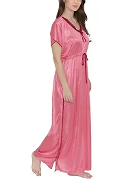 Bhakti SELECTION Pink Satin Womens Night Gown, Comfortable Nightwear for Womens-thumb2