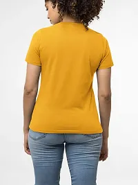 Bhakti SELECTION Rose Girl -(Yellow) Printed line Art Themed Based Cotton Half Sleeve Round Neck Tshirts for Women-thumb3