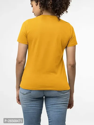 Bhakti SELECTION Rose Girl -(Yellow) Printed line Art Themed Based Cotton Half Sleeve Round Neck Tshirts for Women-thumb4