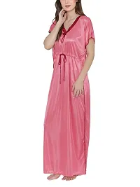 Bhakti SELECTION Pink Satin Womens Night Gown, Comfortable Nightwear for Womens-thumb3