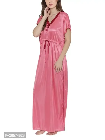 Bhakti SELECTION Pink Satin Womens Night Gown, Comfortable Nightwear for Womens-thumb4