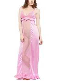 Bhakti SELECTION Pink Sleeveless Transparent Night Womens Night Gown-thumb2