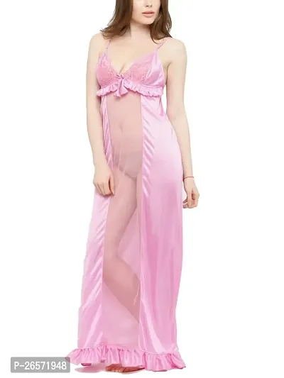 Bhakti SELECTION Pink Sleeveless Transparent Night Womens Night Gown-thumb3