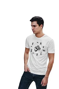 Bhakti SELECTION Om - White - Comfortable Yoga T-Shirts for Yoga Printed Men's T-Shirts White-thumb1