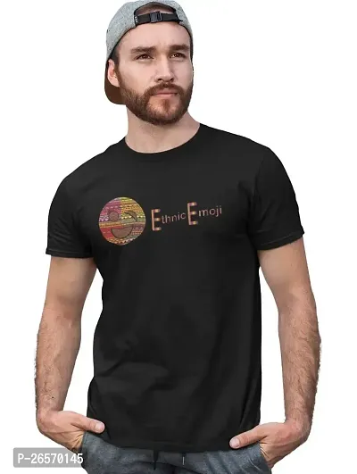 Bhakti SELECTION Ethnic Emoji with Patterns Printed T-Shirt (Black) - Clothes for Emoji Lovers - Suitable for Fun Events - Foremost Gifting Material for Your Friends and Close Ones-thumb2