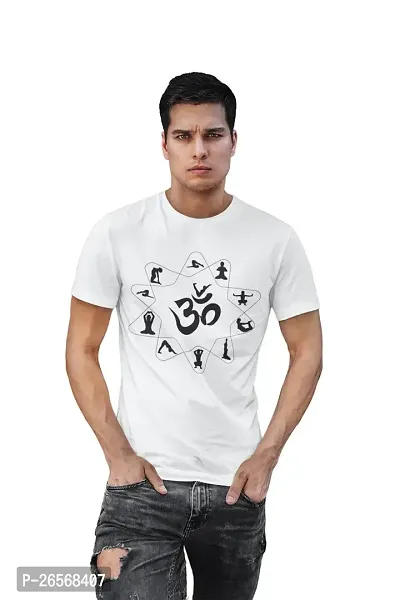 Bhakti SELECTION Om - White - Comfortable Yoga T-Shirts for Yoga Printed Men's T-Shirts White-thumb3