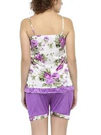 Bhakti SELECTION Purple Satin Smooth Floral Print Lounge Wear For Womens Ladies-thumb1