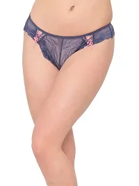 Bhakti SELECTION Blue Thong Panties Underwear Ladies Embroidered Floral Thong Panties Women-thumb4