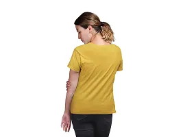 Bhakti SELECTION Gym -(Yellow) Printed line Art Themed Based Cotton Half Sleeve Round Neck Tshirts for Women-thumb3