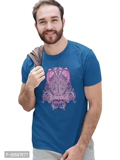 Bhakti SELECTION 2 Elephants Facing Opposite, (BG Purple) (Blue T) - Foremost Gifting Material for Your Friends and Close Ones-thumb3