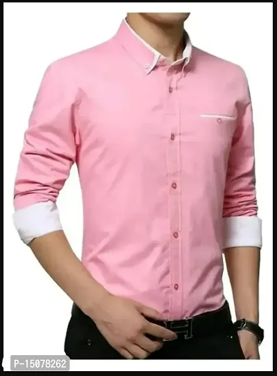 Stylish Fancy Cotton Solid Long Sleeves Casual Shirts For Men-thumb0