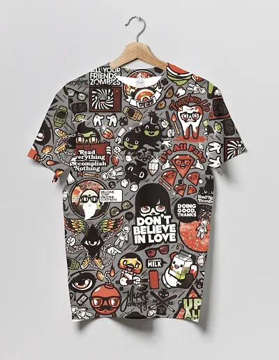 Round Neck polycotton Printed Short-sleeve T-shirt for Men