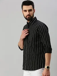 Stylish Fancy Cotton Blend Striped Regular Fit Long Sleeves Casual Shirts For Men-thumb1