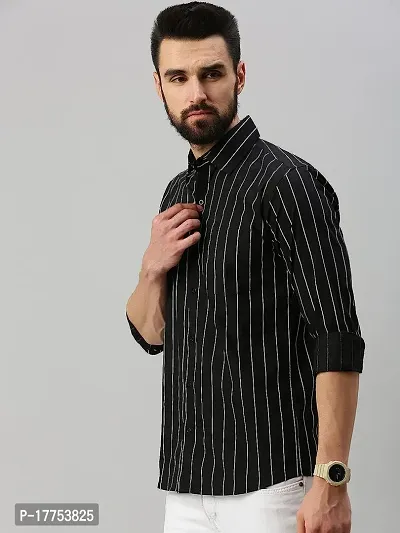 Stylish Fancy Cotton Blend Striped Regular Fit Long Sleeves Casual Shirts For Men-thumb2