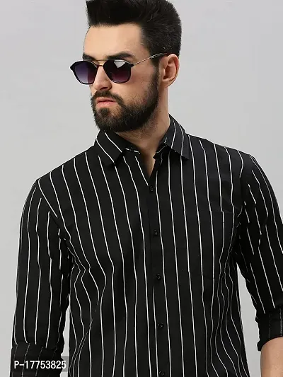 Stylish Fancy Cotton Blend Striped Regular Fit Long Sleeves Casual Shirts For Men-thumb5