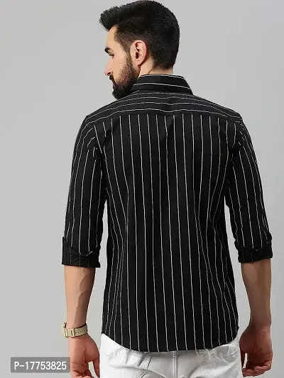 Stylish Fancy Cotton Blend Striped Regular Fit Long Sleeves Casual Shirts For Men-thumb3