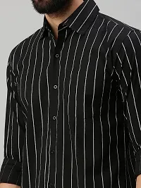 Stylish Fancy Cotton Blend Striped Regular Fit Long Sleeves Casual Shirts For Men-thumb3