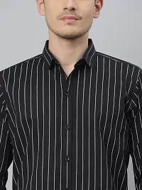 Stylish Fancy Cotton Blend Striped Regular Fit Long Sleeves Casual Shirts For Men-thumb1