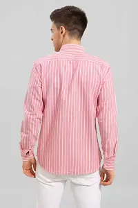 Stylish Fancy Cotton Blend Striped Regular Fit Long Sleeves Casual Shirts For Men-thumb1