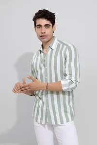 Stylish Fancy Cotton Blend Striped Regular Fit Long Sleeves Casual Shirts For Men-thumb2