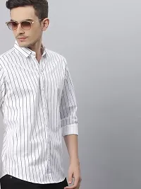 Stylish Fancy Cotton Blend Striped Regular Fit Long Sleeves Casual Shirts For Men-thumb2