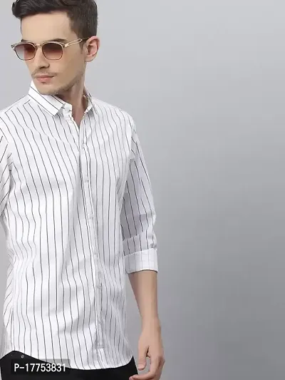 Stylish Fancy Cotton Blend Striped Regular Fit Long Sleeves Casual Shirts For Men-thumb3