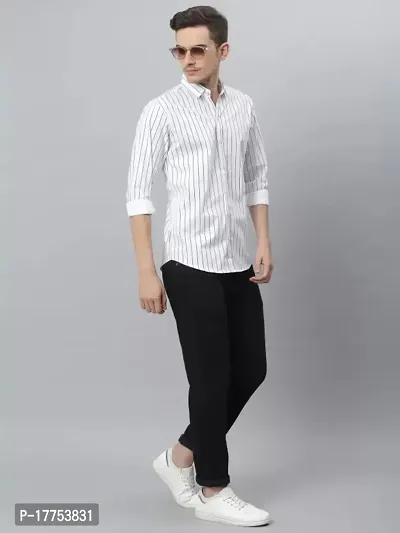 Stylish Fancy Cotton Blend Striped Regular Fit Long Sleeves Casual Shirts For Men-thumb2