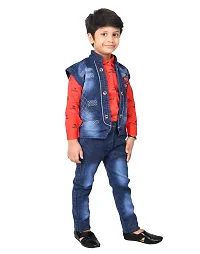 Stylish Fancy Cotton Printed Shirts With Bottom Wear And Waistcoat Set For Boys-thumb1