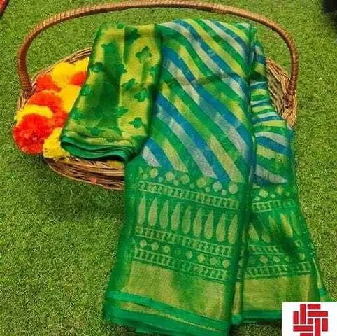 Chiffon Brasso Printed Sarees with Blouse Piece