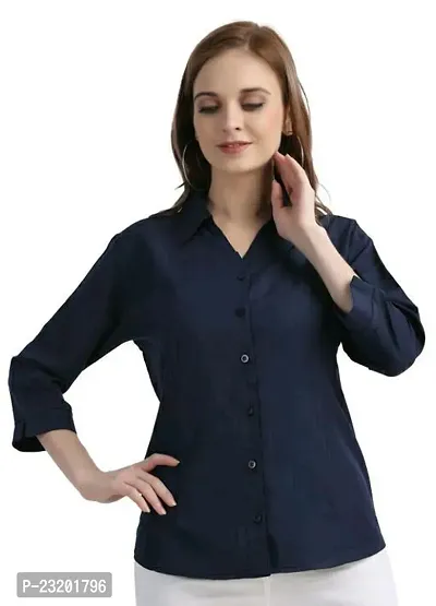 Stylish Fancy Poly Crepe Solid Casual Shirts For Women Pack Of 1-thumb3