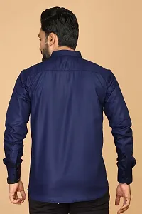 Stylish Navy Blue Cotton Casual Shirts For Men-thumb3