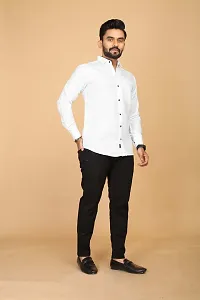 Stylish White Cotton Casual Shirts For Men-thumb1