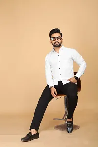 Stylish White Cotton Casual Shirts For Men-thumb3