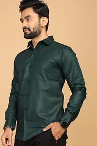 Stylish Green Cotton Casual Shirts For Men-thumb3