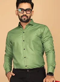 Stylish Green Cotton Casual Shirts For Men-thumb1