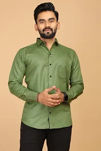 Stylish Green Cotton Casual Shirts For Men-thumb4