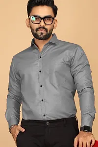 Stylish Grey Cotton Casual Shirts For Men-thumb4