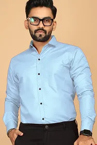 Stylish Blue Cotton Casual Shirts For Men-thumb2