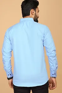 Stylish Blue Cotton Casual Shirts For Men-thumb4