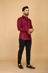 Stylish Maroon Cotton Casual Shirts For Men-thumb3